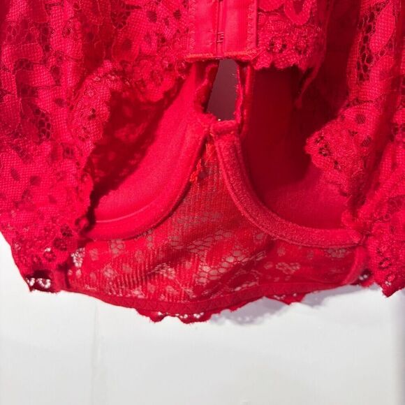 NWT Daisy Fuentes Womens Push Up Bra 42D Red Light Padded Underwire Lace Overlay - Picture 4 of 7